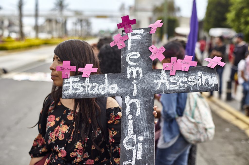 Protesta contra feminicidios en Neza